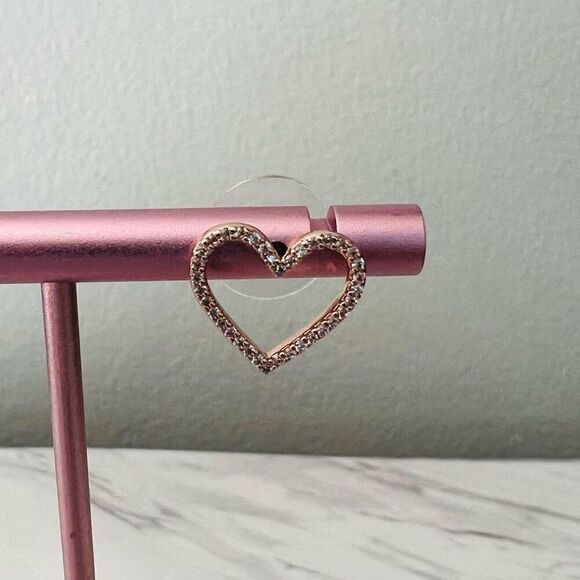 KATE SPADE NEW YORK Pave‎ Heart Stud Earrings, Rose Gold/Diamond Crystal, NWT - Picture 6 of 13